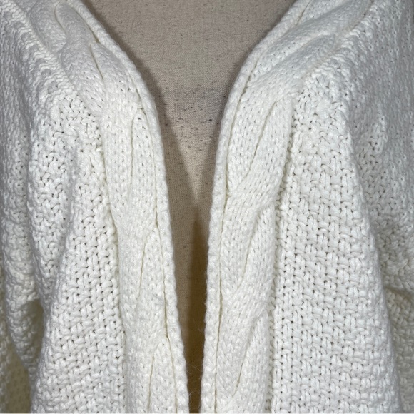 Grecerelle Ivory White Cable Knit Open Front Long Sleeve Cardigan Sweater XL - Picture 2 of 11
